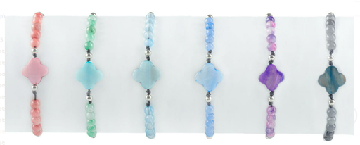 [ARM-72M005] Armband op koord - tientje/parelmoer assorti