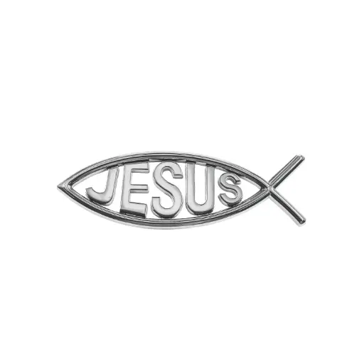 [STK-72M02ZL] Sticker - Ichtus- metaal/zilverkleur