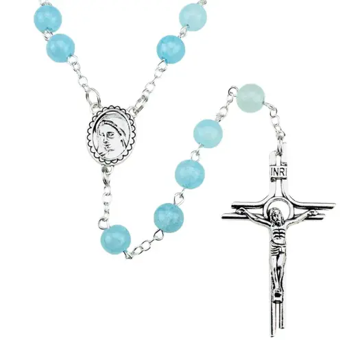 [RZK-35M007TQ] Rosary - pearl glass - turquis (⌀8mm)