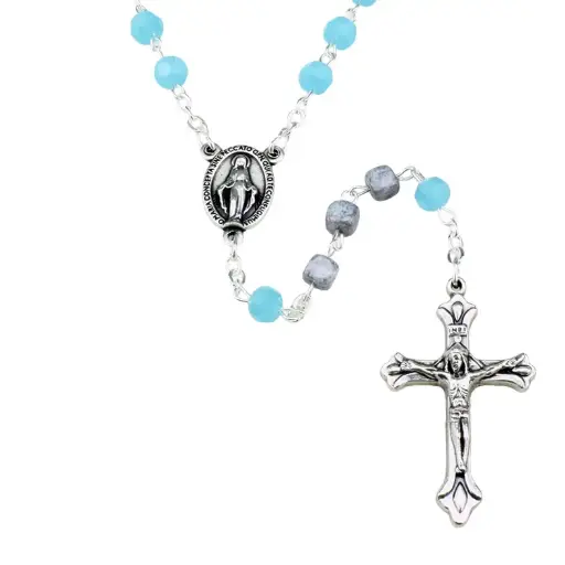 [RZK-35M011AZZ] Rosary - pearl glass/stone - azzur (⌀6mm)