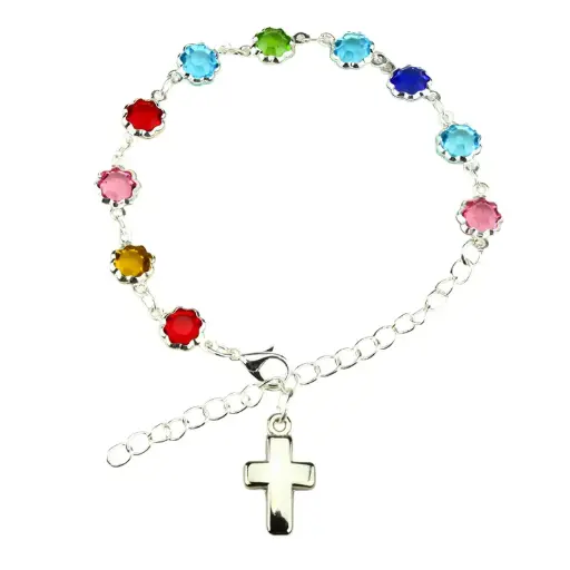 [ARM-35M017MC] Bracelet - 'Flower'-serie - semi-cristal/multiple colours