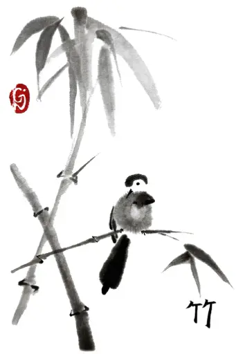 [PDO-00NG005] Carte double série 'Japonaise' - L'Oiseau 005 - 10x15cm + envel.