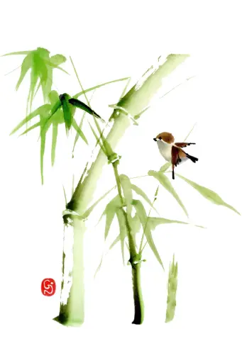 [PDO-00NG017] Dubbelkaart serie 'Japonaise' - Bambous 017 - 10x15cm + envel.