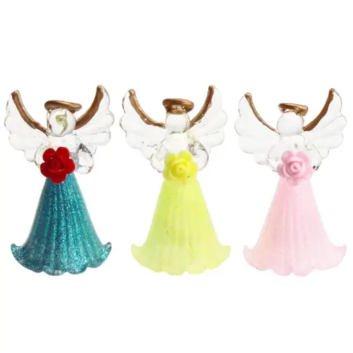 [ENG-98M003] Box with 6 glass angel/rose - assorti (35x60mm)