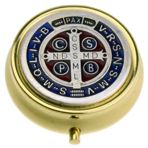 [HSD-75D40BEN] Pixide vergoldet 'Hl.Bendiktus' - emailliert/Blau - D 40mm