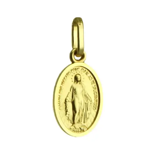 [MDP-55WON03] Miraculous Medal - 925% Silver  Gold Plated (9x14mm)