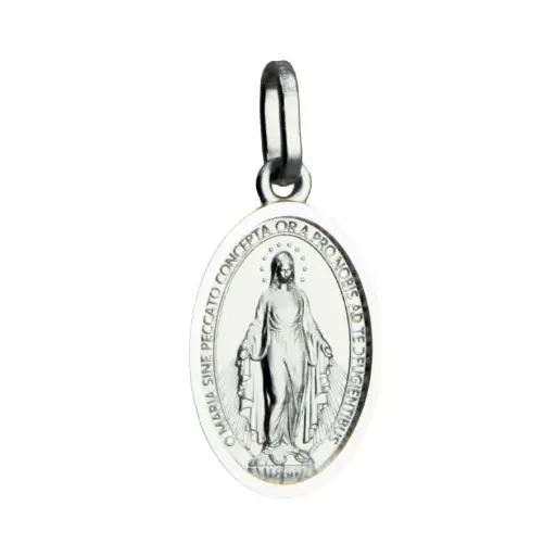 [MDZ-55WON04] Miraculous Medal - 925% Silver rhodium (12x17mm)