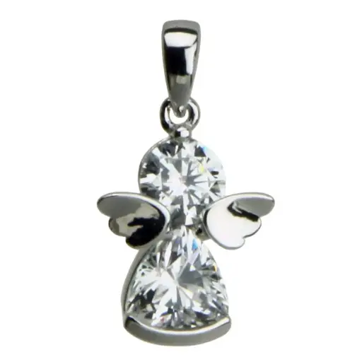 [HKZ-55M03] Ange pierre strass - Ag 925‰ rhodié (11x13mm)