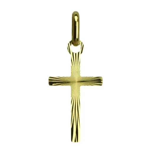 [HKP-55M05] Croix fine/rayon - Ag 925‰ Plaqué Or (9x15mm)