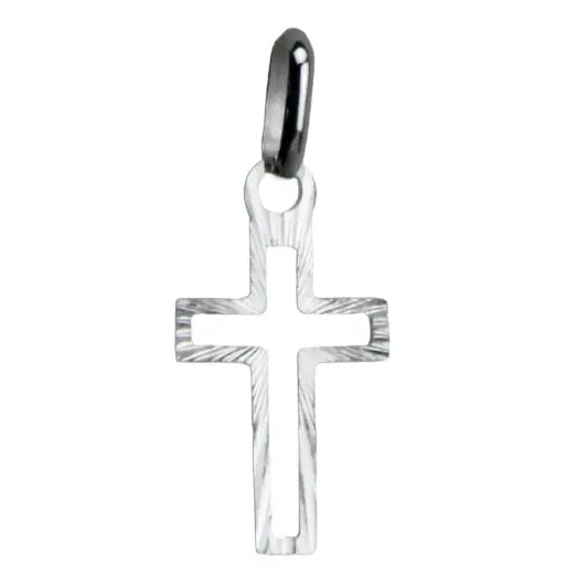 [HKZ-55M04] Croix découpée - Ag 925‰ rhodié (9x15mm)