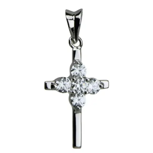 [HKZ-55M08] Croix pierre zircon - Ag 925‰ rhodié (13x20mm)