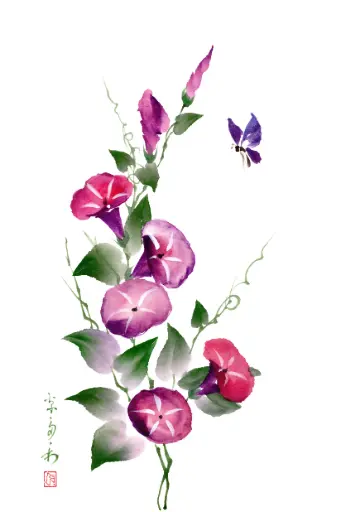 [PDO-00NG065] Dubbelkaart serie 'Japonaise' - Volubilis 065 - 10x15cm + envel.   