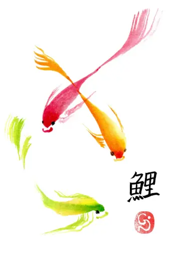 [PDO-00NG034] Carte double série 'Japonaise' - Les carpes 034 - 10x15cm + envel.