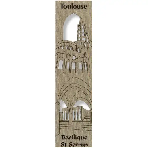 [PDO-00MPL928] Bladwijzer gelaserd - Basilique St Sernin/Toulouse - assorti (52,5x210mm)