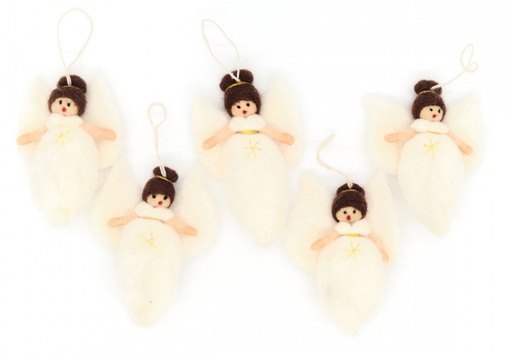 [ENG-96TIS002] Engel in stof/wit goud - hangend -10cm