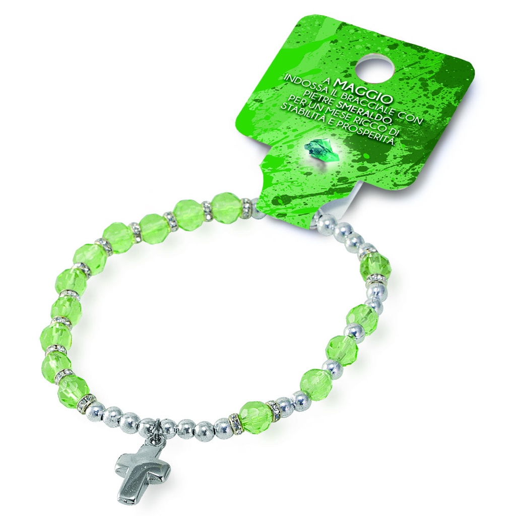 Armband v/d maand 'Mei' - imitatie kristal/smaragd (Ø6mm)