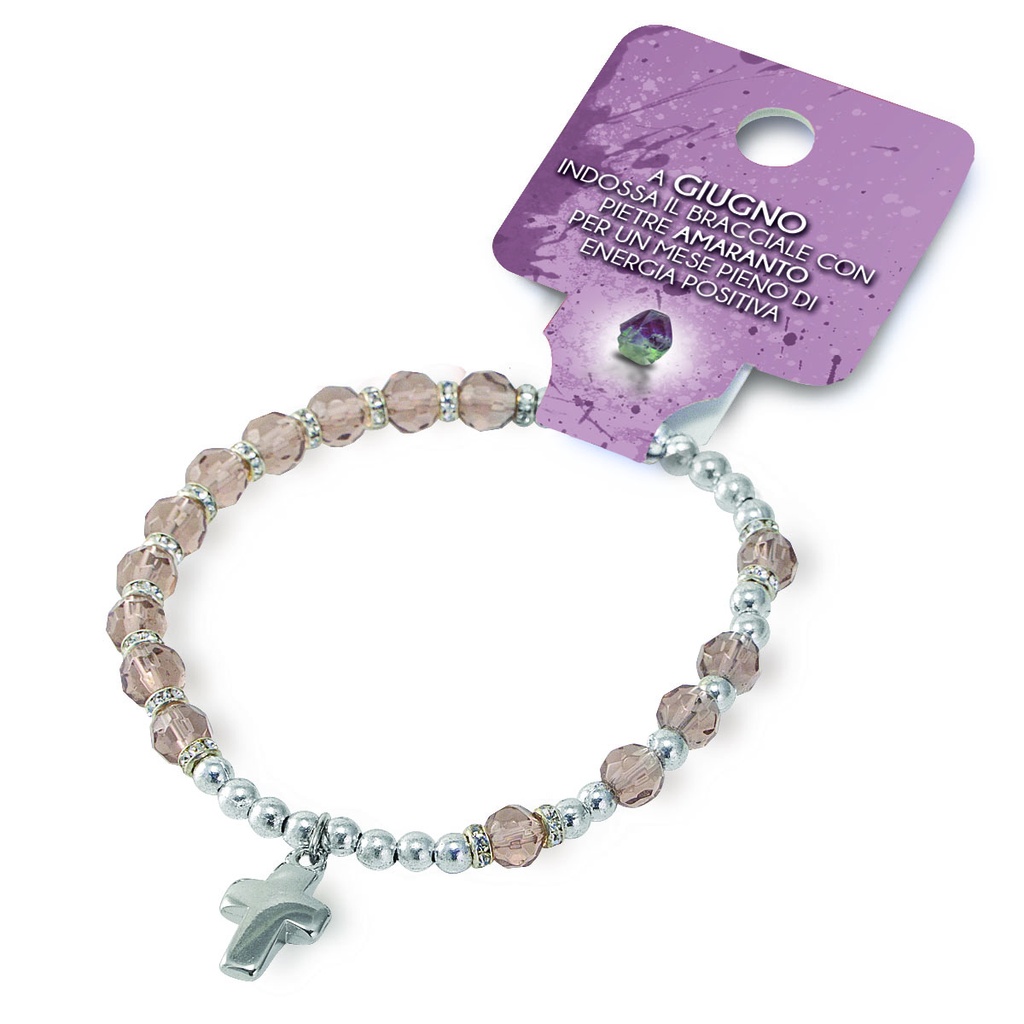 Armband v/d maand 'Juni' - imitatie kristal/parel (Ø6mm)