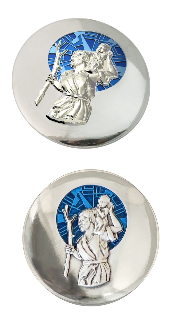 Automagneet vitro/blauw - St Kristoffel (Ø40mm)