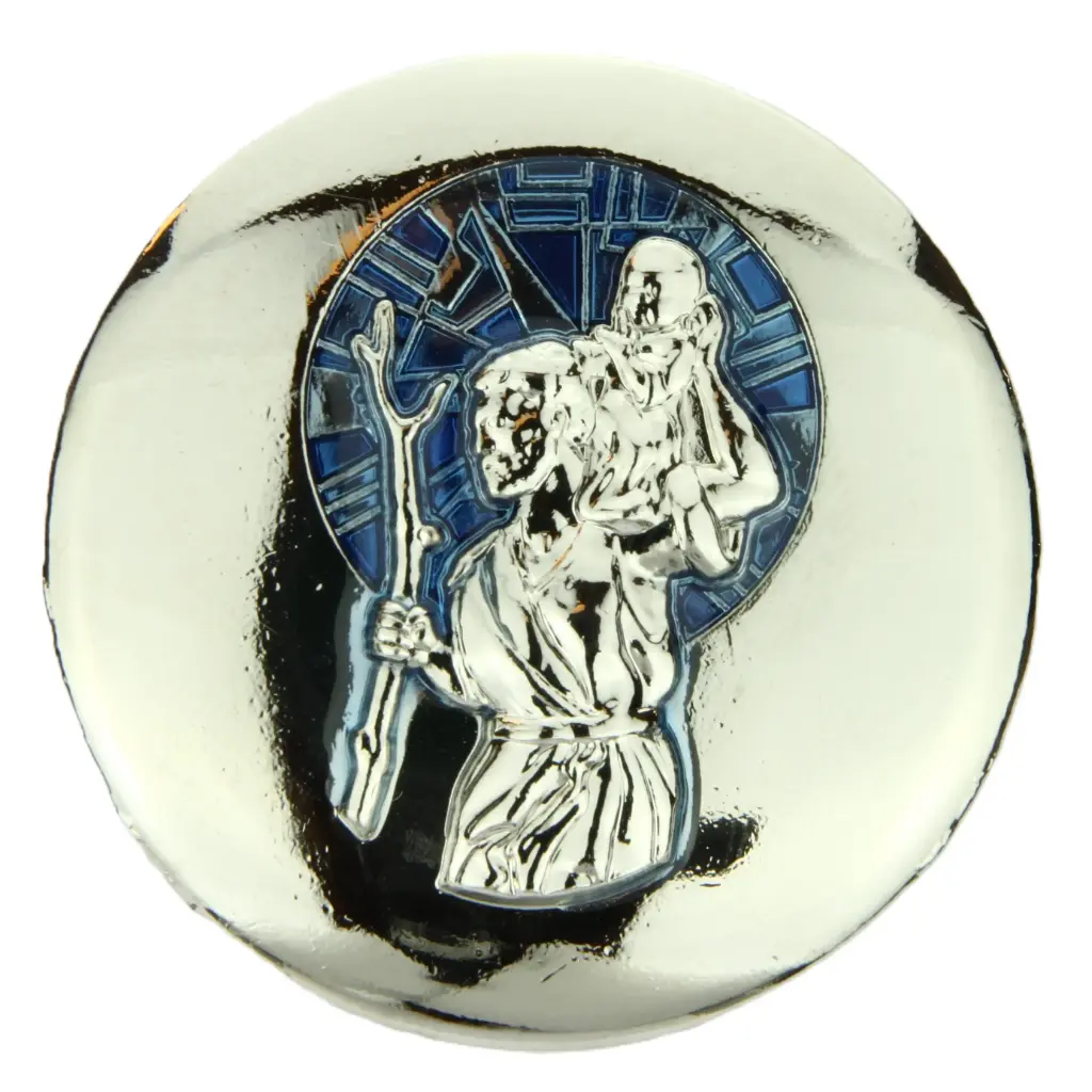 Automagneet vitro/blauw - St Kristoffel (Ø40mm)
