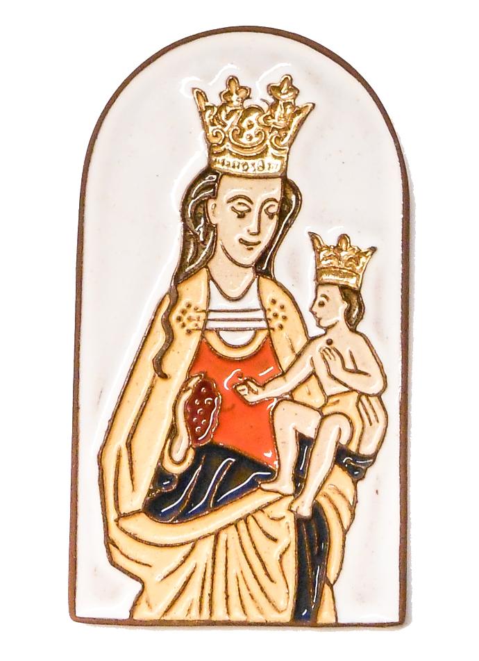 Frigomagneet OLV met kind - keramiek/wit/verguld (85x48mm)