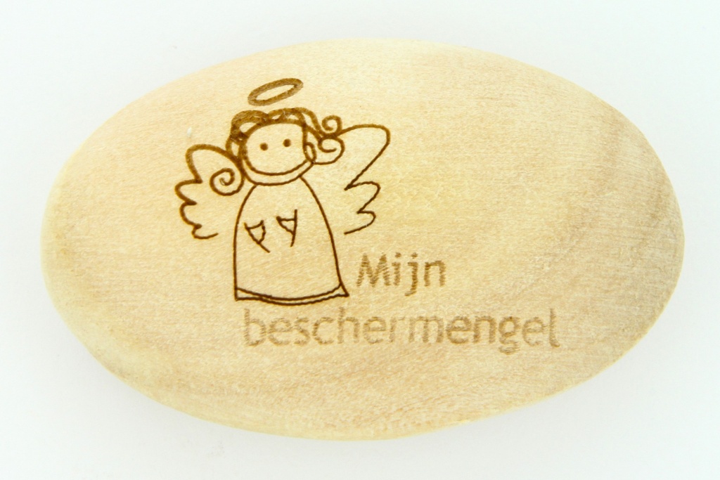 Wegbegleider/hout - 'Mijn beschermengel' (39x25mm)
