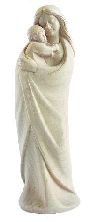 Statue Our Lady with child/modern - wood carving/nature (15cm)