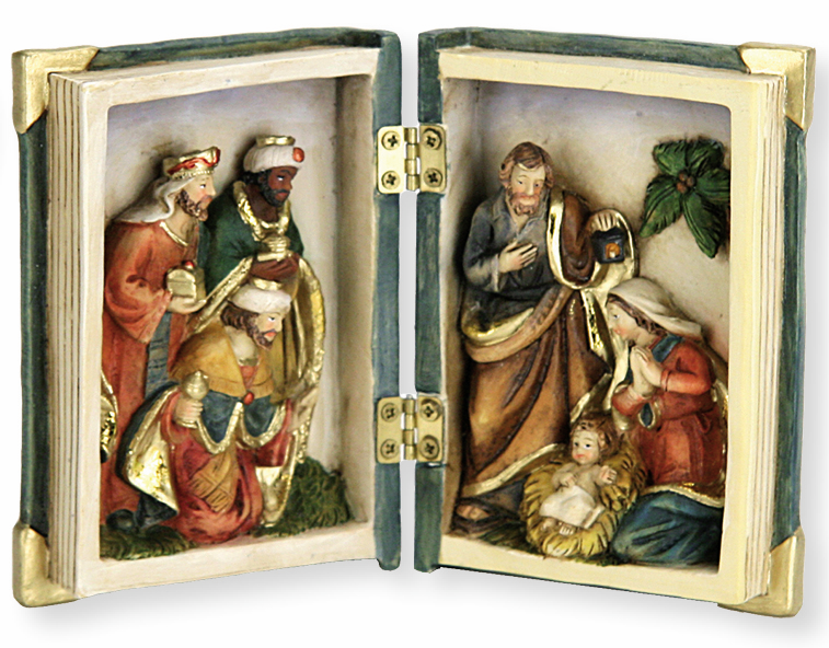 Nativité dans livre - résine - 10x14cm
