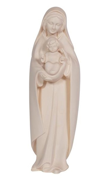 Beeld Madonna/kind - houtsnij/natuur - 12cm