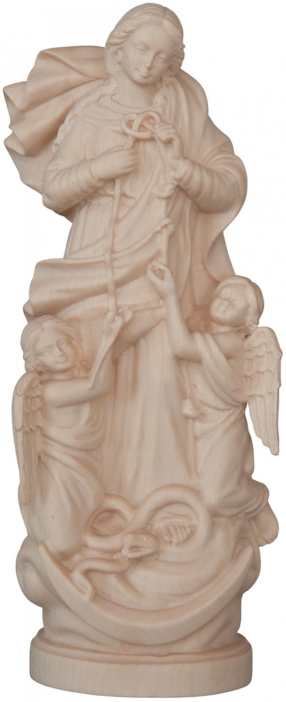 Statue Marie qui défait les noeuds - bois sculpt/natur - 11c