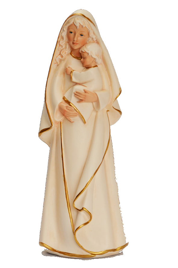 Beeld OLV & kind - polystone/wit - 12cm