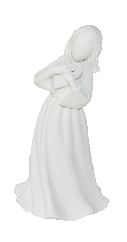 Meisje met hart  - kunsthars/wit - 13 cm