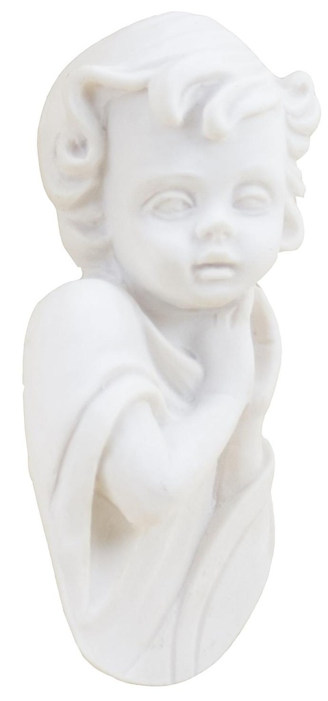 Medaillon engel - kunsthars/wit - 11*5cm