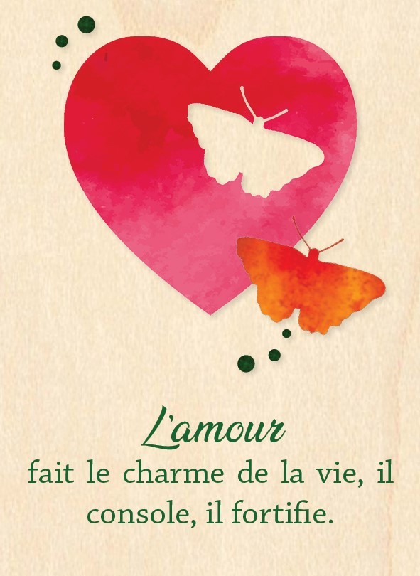 Wenskaart hout - 10x14cm - L'amour fait la charme de la vie...