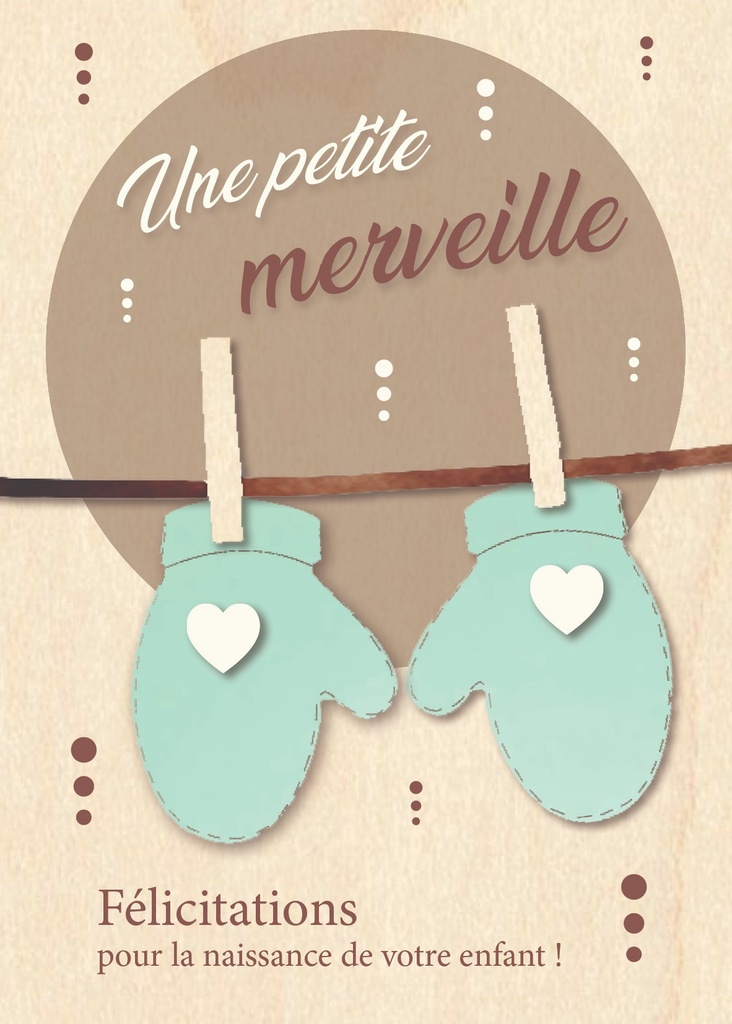 Wenskaart hout - 10x14cm - Une petite merveille ...