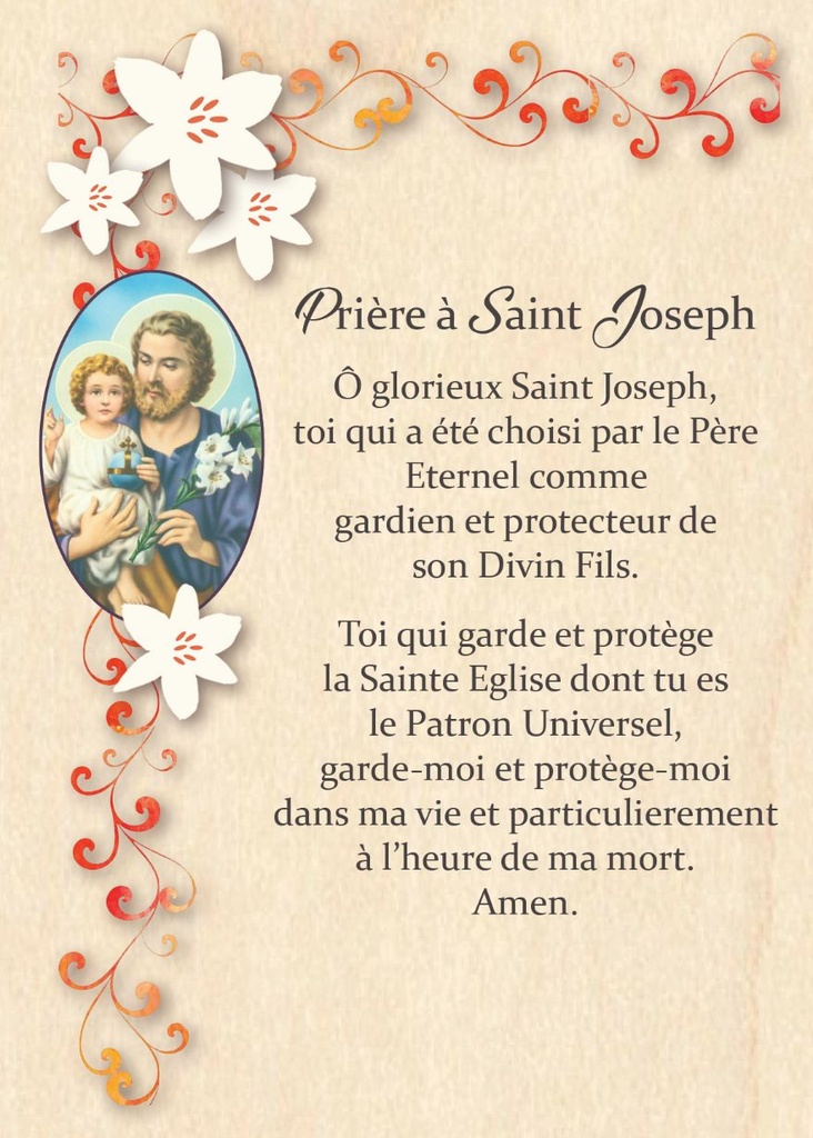 Wenskaart hout - 10x14cm - Prière … Saint Joseph