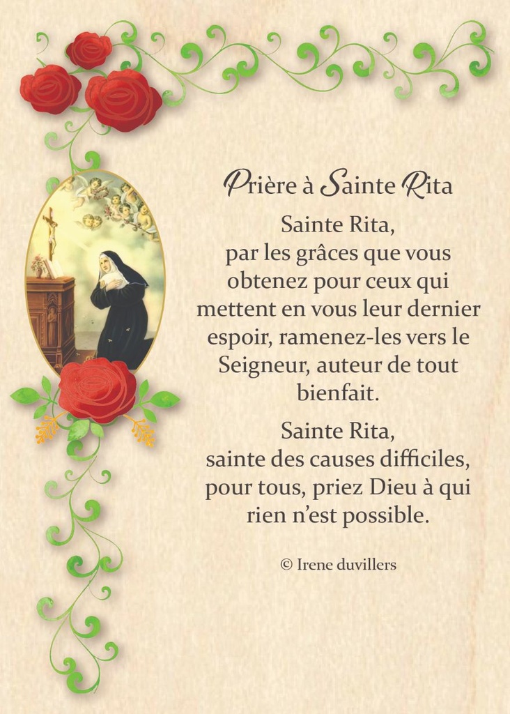 Carte en bois - 10x14cm - Prière … Sainte Rita