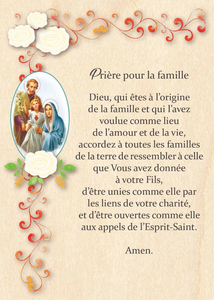 Holzkarte/magnet - 10x14cm - Prière pour la famille