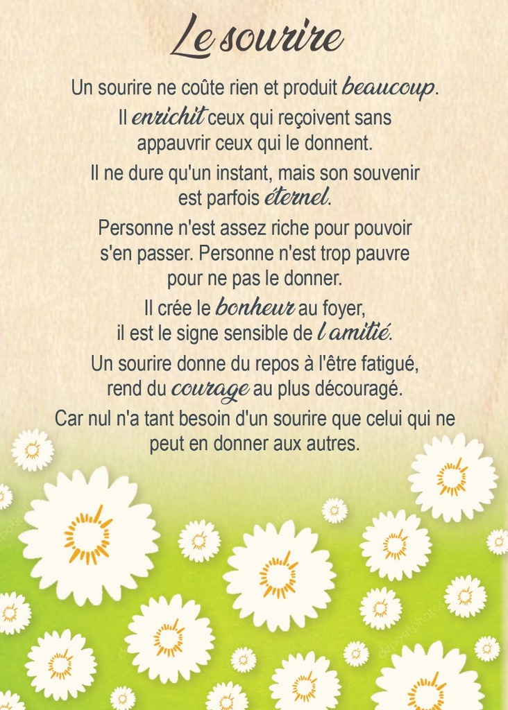 Carte en bois/magnet - 10x14cm - Le sourire