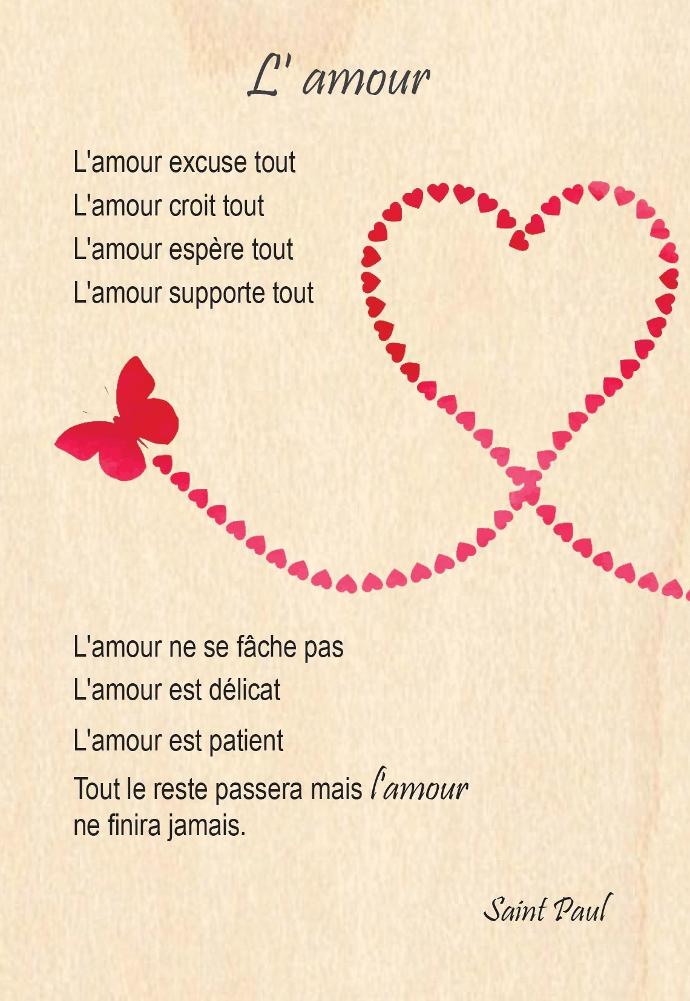 Holzkarte/magnet - 10x14cm - L'amour/St Paul