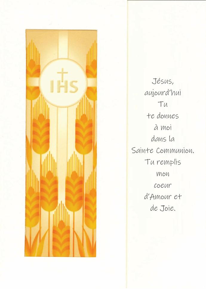 Dubbelkaart/vitro - Kommunie ' Jésus, aujourd'hui…' - cello+omslag (110x150mm)