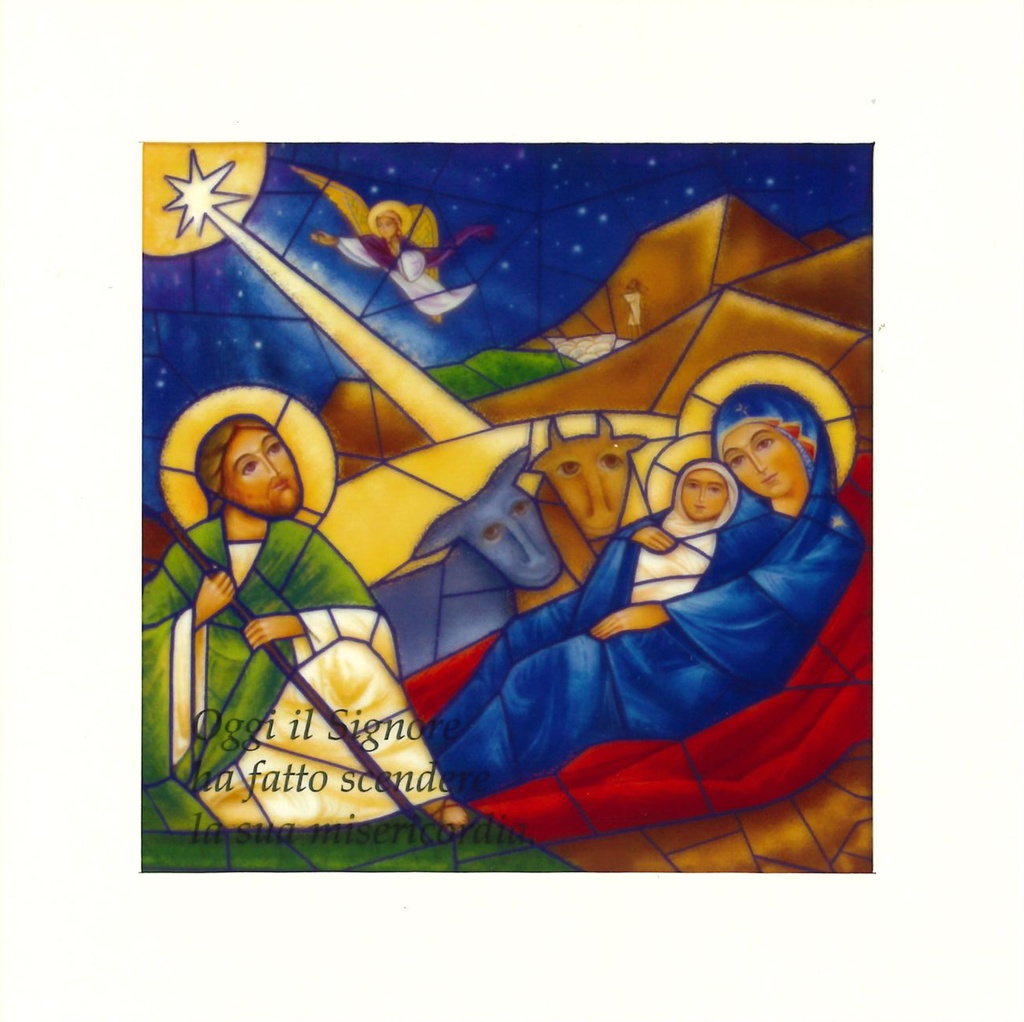 Carte double/vitro - Nativité - 11x11cm/cello+enveloppe