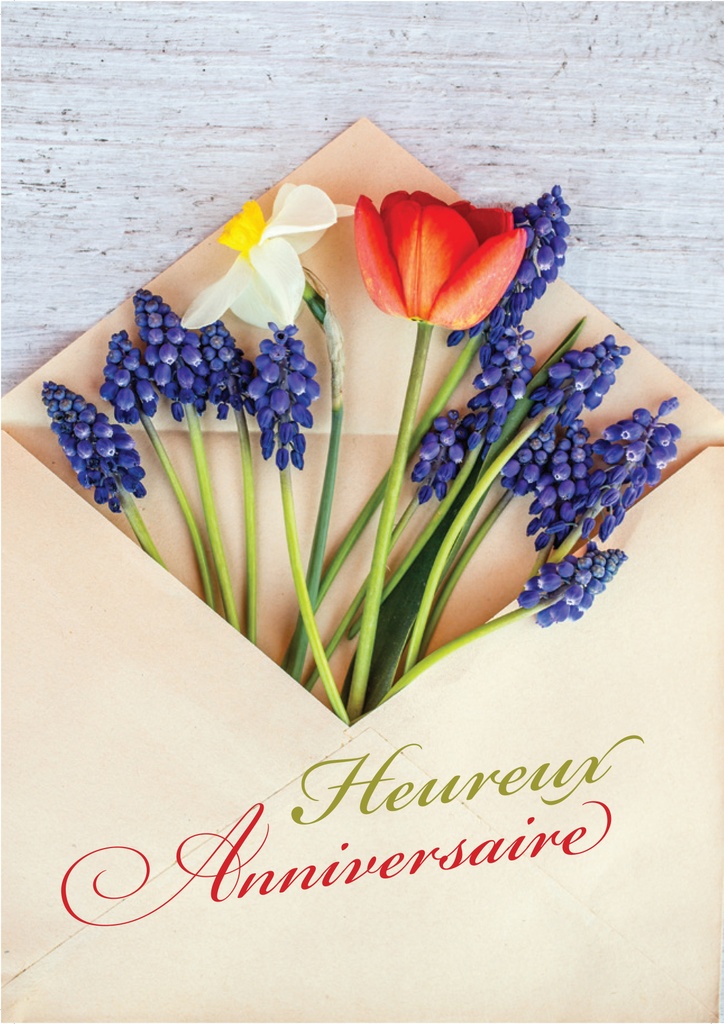 Kaart - 10x15cm - Heureux Anniversaire