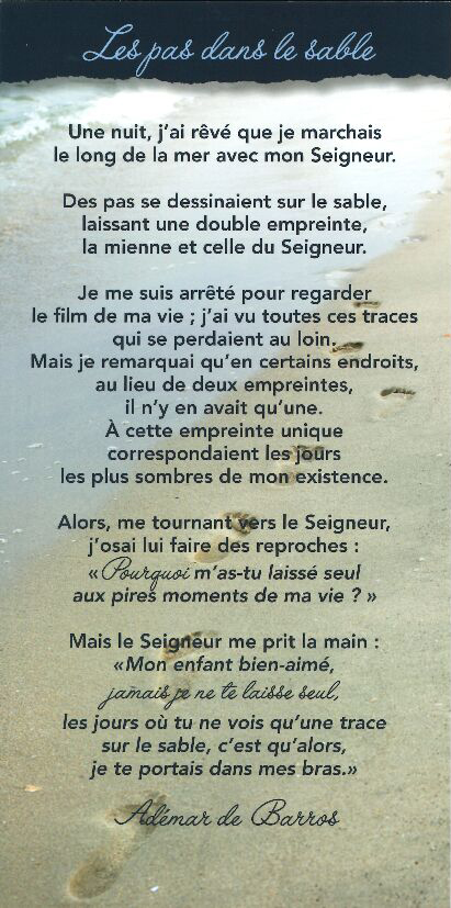 Carte texte 10.5x21cm + enveloppe - Les pas dans le sable