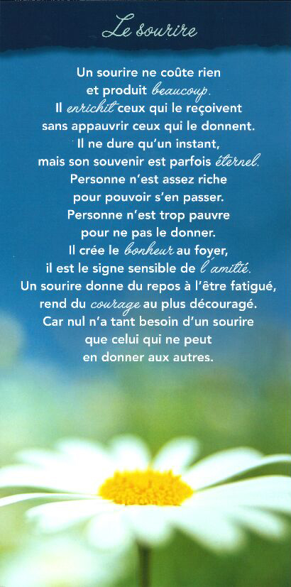 Carte texte 10.5x21cm + enveloppe - Le Sourire