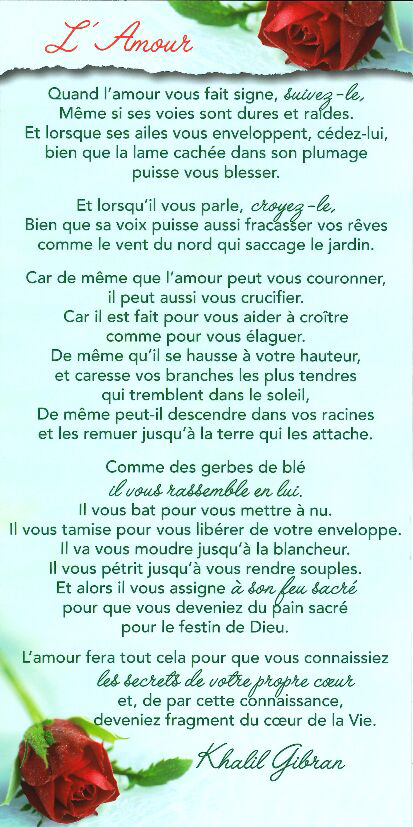Carte texte 10.5x21cm + enveloppe - L'Amour (K. Gibrun)