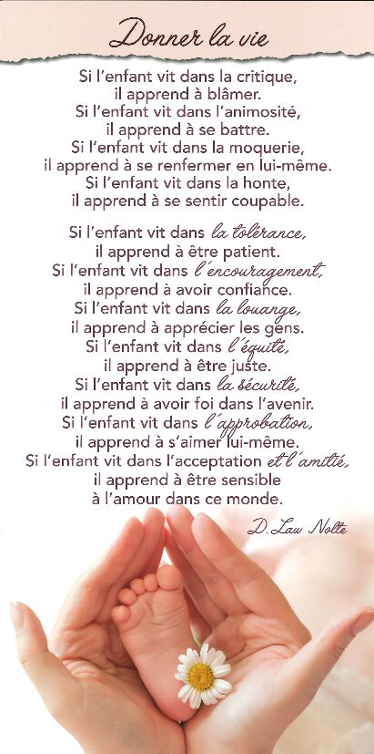 Carte texte 10.5x21cm + enveloppe - Donner la vie