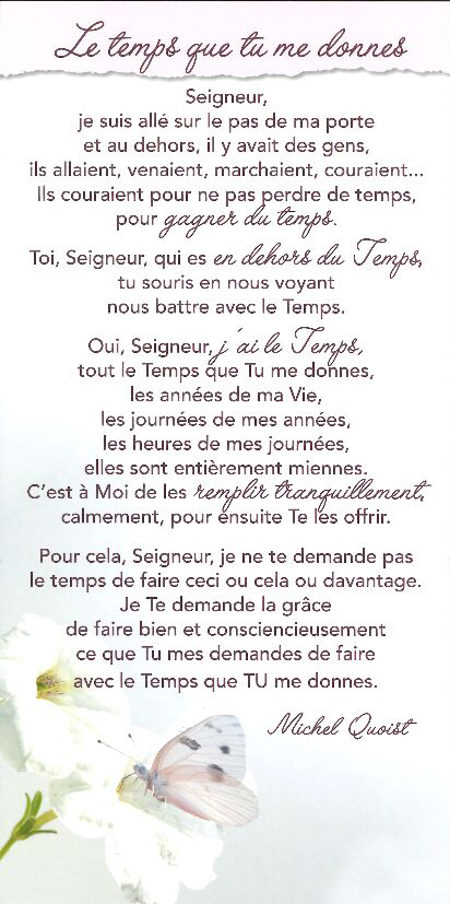 Carte texte 10.5x21cm + enveloppe - Le temps que tu me