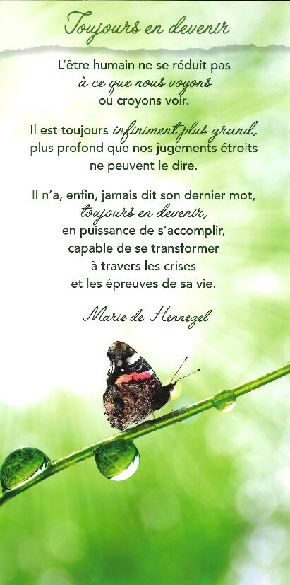 Carte texte 10.5x21cm + enveloppe - Toujours en devenir