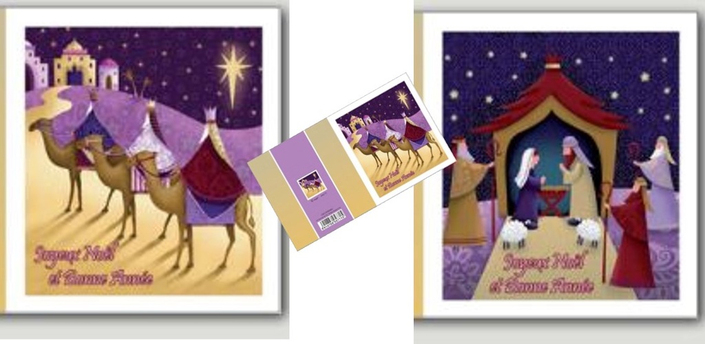 Boîte de 10 cartes doubles/enveloppes (2 motifs) (120x135mm)