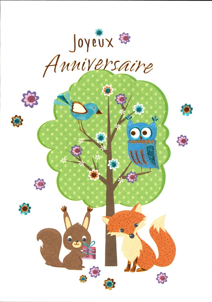 Wenskaart Joyeux Anniversaire - 12x17cm/cello+omslag